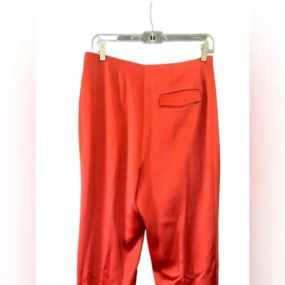 Cinq a Sept 5a7 SATIN RUTHY PANT Pleated Front Zip Closure Straight leg Size 4 - Picture 9 of 16